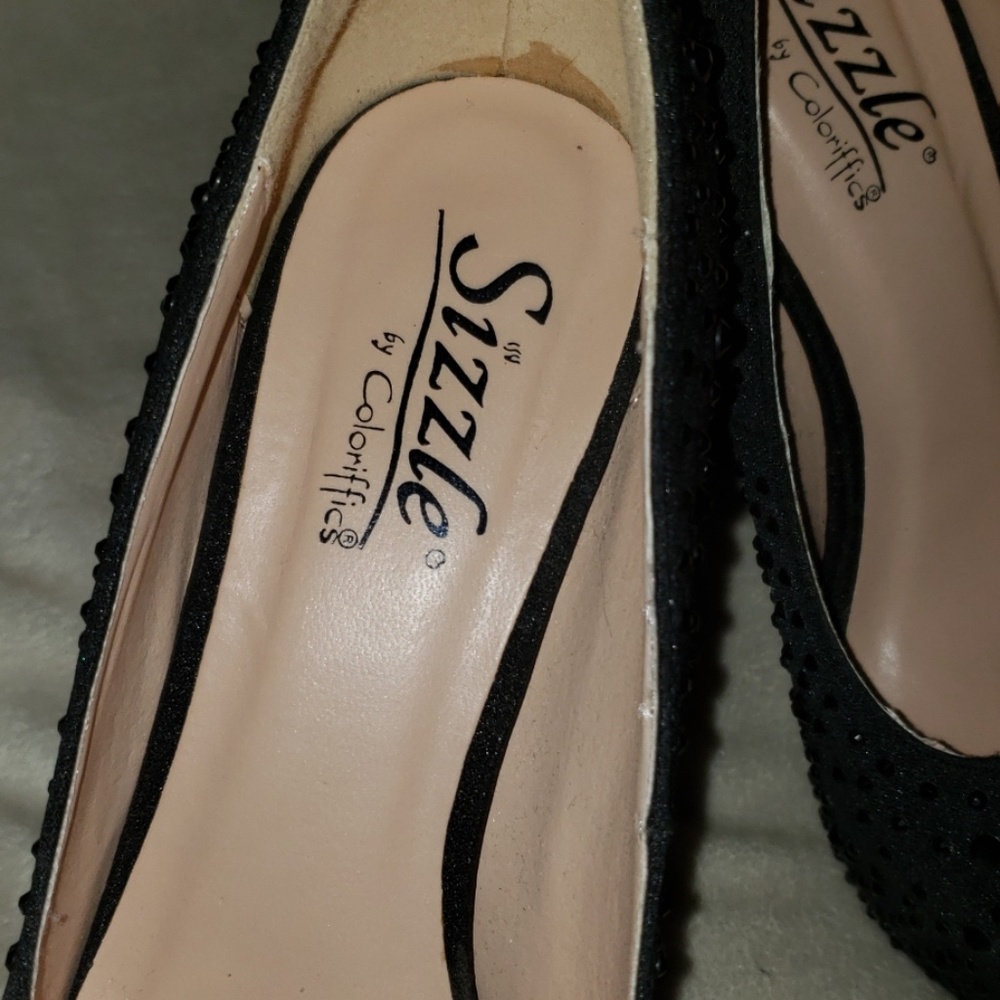 Black Rhinestone Platform Heels - Picture 2 of 7